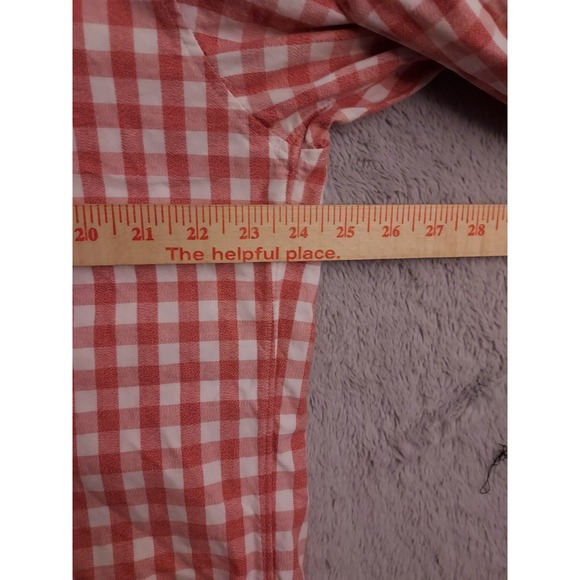 J Crew Shirt Mens Extra Large Chambray Midweight Oxford Gingham Plaid Pink Prep - Picture 8 of 9